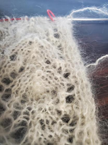 Close up of white knitted lace