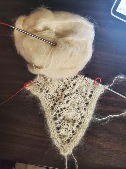 Knitting with yarn ball