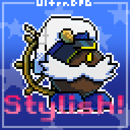 Pixel art of Bobbery from Paper Mario the Thousand Year Door doing his stylish pose.