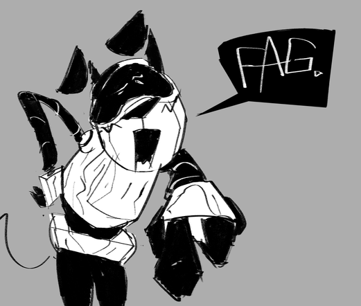 ERM, a robot dog, points at you and says "fag."